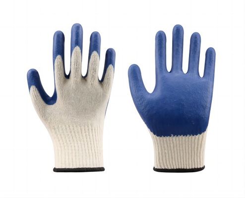 comprare Guanti rivestiti in gomma policotone calibro 10 con rivestimento liscio in lattice e design sul retro aperto per la sicurezza industriale fabbricazione online