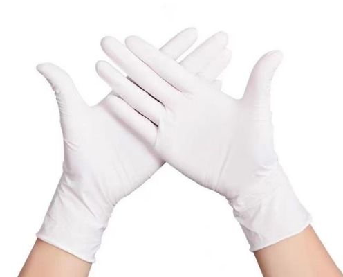 comprare Guanti in lattice monouso privi di polvere con impugnatura a punta di dita e certificazione CE EN455 fabbricazione online