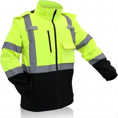 comprare Giacca riflettente di sicurezza impermeabile da 55 pollici con cappuccio e maniche rimovibili conforme a ANSI/ISEA 107-2015 Classe 2 fabbricazione online