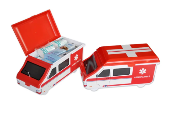 comprare Outdoor Ambulance-Shaped First Aid Kit with Custom Logo – Ideal for Medical & Emergency Use fabbricazione online