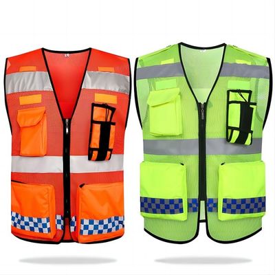 Un buon prezzo. 120 gm giubbotto di sicurezza riflettente in maglia di poliestere con nastro riflettente alto 5 cm e logo personalizzato per alta visibilità in linea